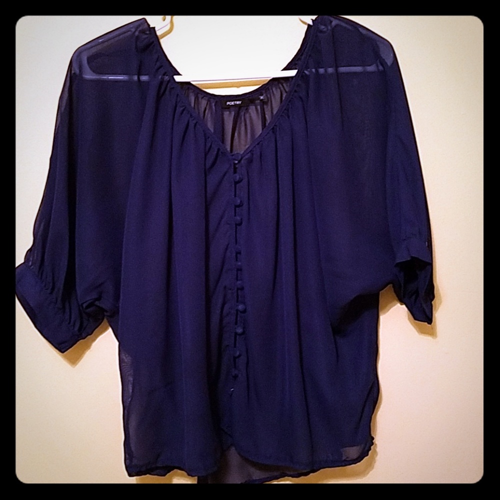 Navy flowy blouse